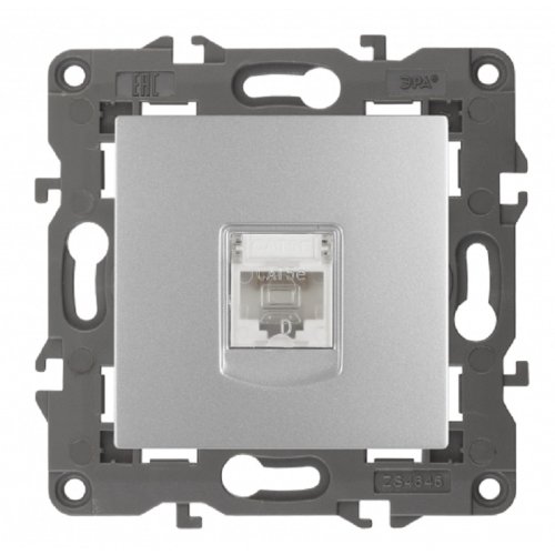 Розетка компьютерная без рамки Эра Elegance 1-м. RJ45 5e алюминий картинка